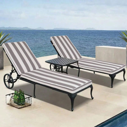 2PCS Set Outdoor Lounge Chair Cushion Patio Funiture Cushion Chaise Lounge Cushion - white