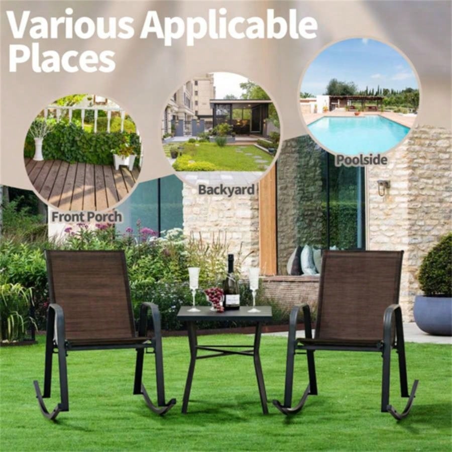 2 PCS Metal Patio Rocking Chair
