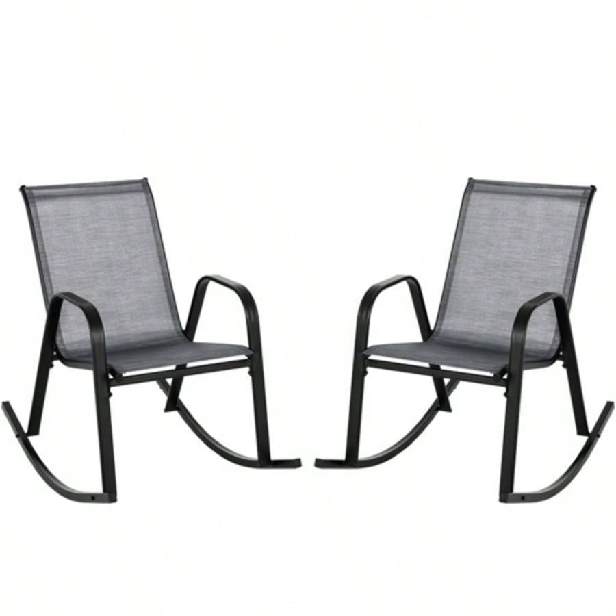 2 PCS Metal Patio Rocking Chair