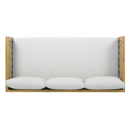 3 SEATER DAYBED WITH RATTAN ARMS LIGHT CUSHION