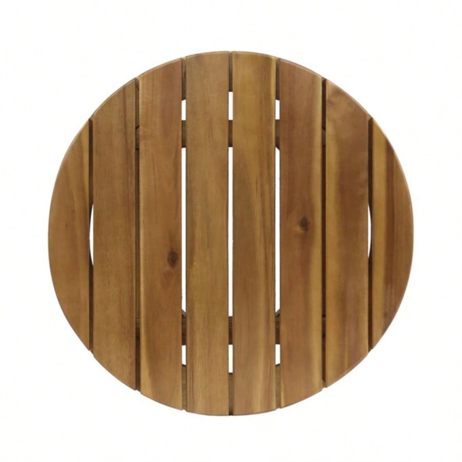 Outdoor Acacia Wood and Rope Weave 3 Piece Chat Set, White and Teak