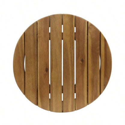 Outdoor Acacia Wood and Rope Weave 3 Piece Chat Set, White and Teak