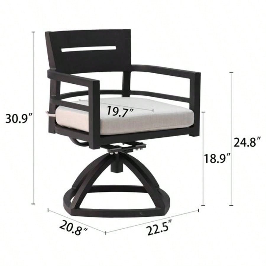 Outdoor Patio Aluminum Swivel Rocker 2PCS with Outdoor - grade Fabric Cushions, Ember Black