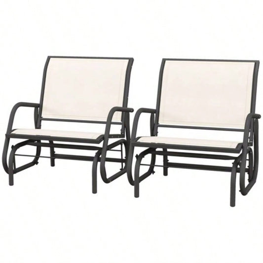 2PCS Outdoor Glider Chair - WhiteProhibited by