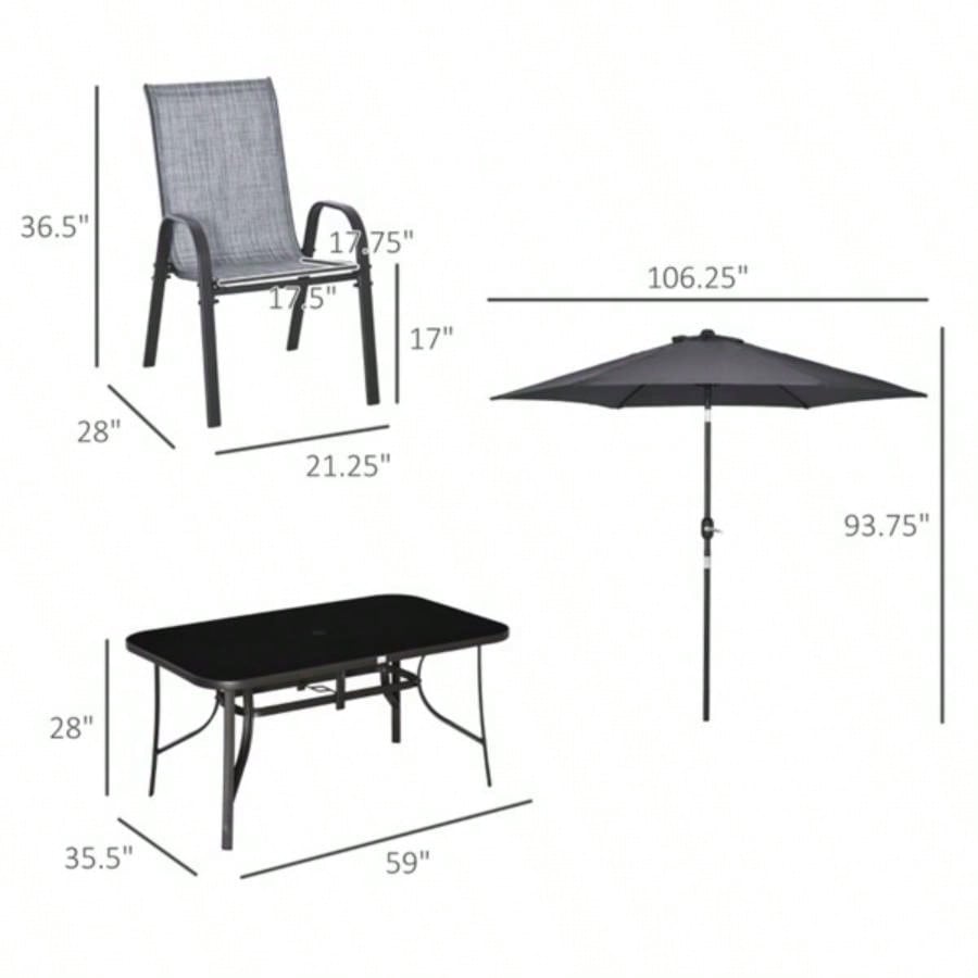 Outdoor dining table and chair package with
