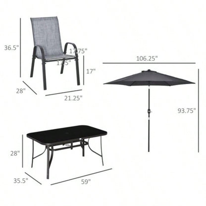 Outdoor dining table and chair package with