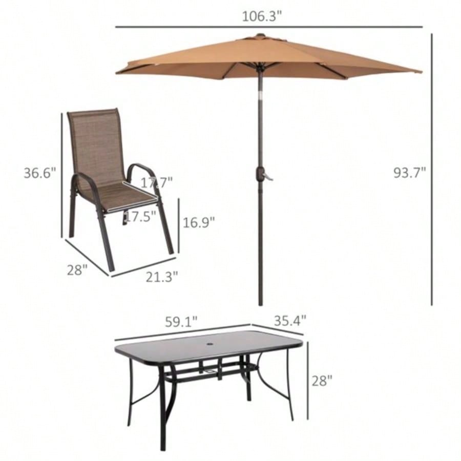 Outdoor dining table and chair package with
