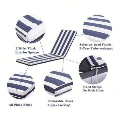 2PCS Set Outdoor Lounge Chair Cushion Patio Funiture Cushion Chaise Lounge Cushion