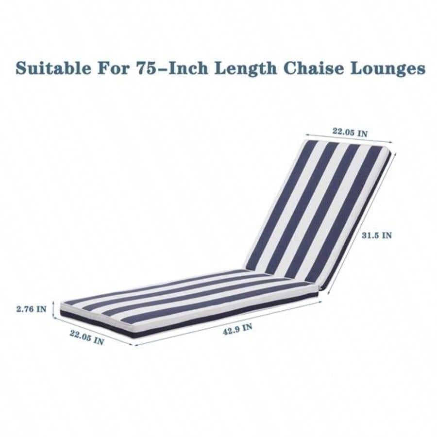 2PCS Set Outdoor Lounge Chair Cushion Patio Funiture Cushion Chaise Lounge Cushion