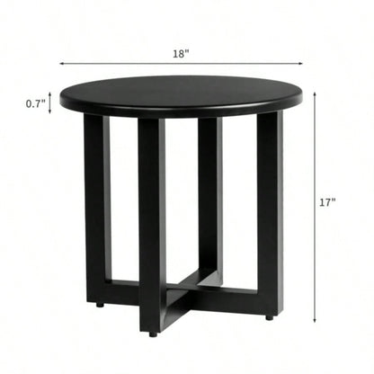 Outdoor Metal Round Table, Weather Resistant Patio End Table Side Table Coffee Bistro Table Indoor Outdoor, Black