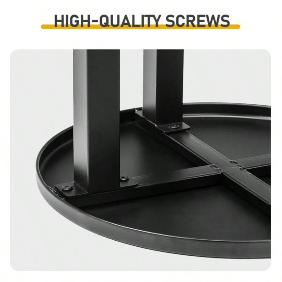 Outdoor Metal Round Table, Weather Resistant Patio End Table Side Table Coffee Bistro Table Indoor Outdoor, Black