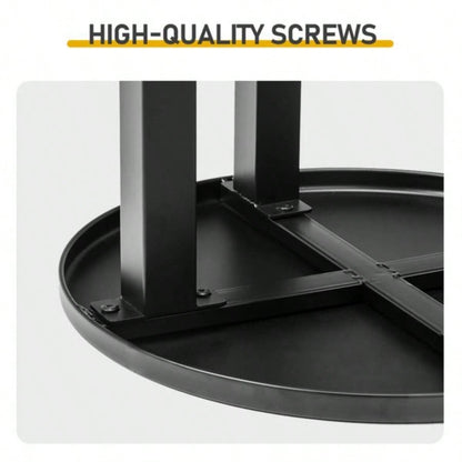 Outdoor Metal Round Table, Weather Resistant Patio End Table Side Table Coffee Bistro Table Indoor Outdoor, Black