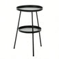 Patio Small Side Table, Round 2 Tier End Table, Metal Round Coffee Table Indoor Outdoor, Black