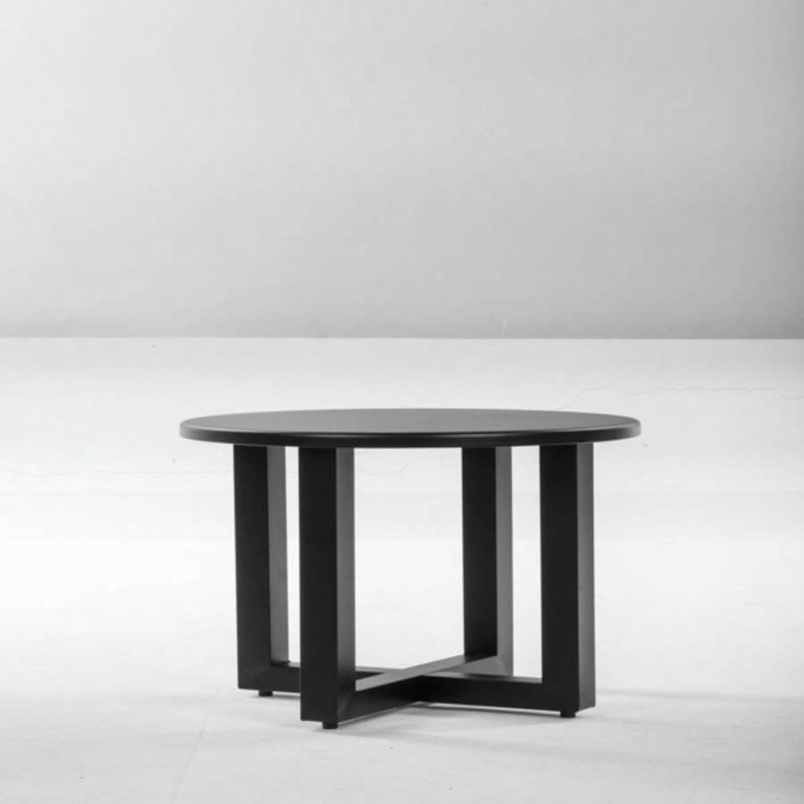 Outdoor Metal Round Table, Weather Resistant Patio End Table Side Table Coffee Bistro Table Indoor Outdoor, Black