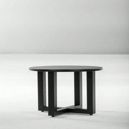 Outdoor Metal Round Table, Weather Resistant Patio End Table Side Table Coffee Bistro Table Indoor Outdoor, Black