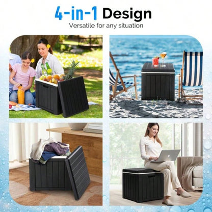 10 Gallon Cooler Side Table, Portable Chest with Built - in Handle, Multifunctional Cooler Outdoor Cocktail Side Table Camping, Picnic, Beach, Pool, Party