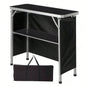 Portable Folding Bar Table with Shelf, Tradeshow Podium Table with Black Skirt and Carrying Bag, Indoor Outdoor Party Picnic Exhibition, Black