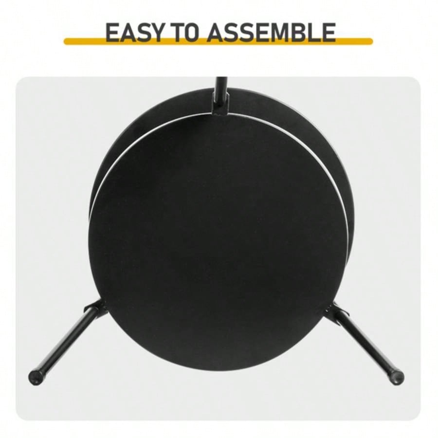 Patio Small Side Table, Round 2 Tier End Table, Metal Round Coffee Table Indoor Outdoor, Black