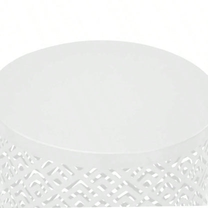 Outdoor Nesting Side Table Set of 3, Round Patio Accent Table, Metal Frame End Table Indoor Outdoor, 12 14 16H, White
