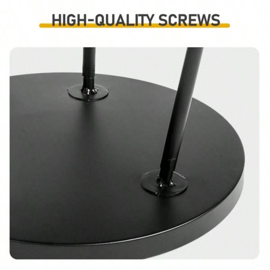 Patio Small Side Table, Round 2 Tier End Table, Metal Round Coffee Table Indoor Outdoor, Black