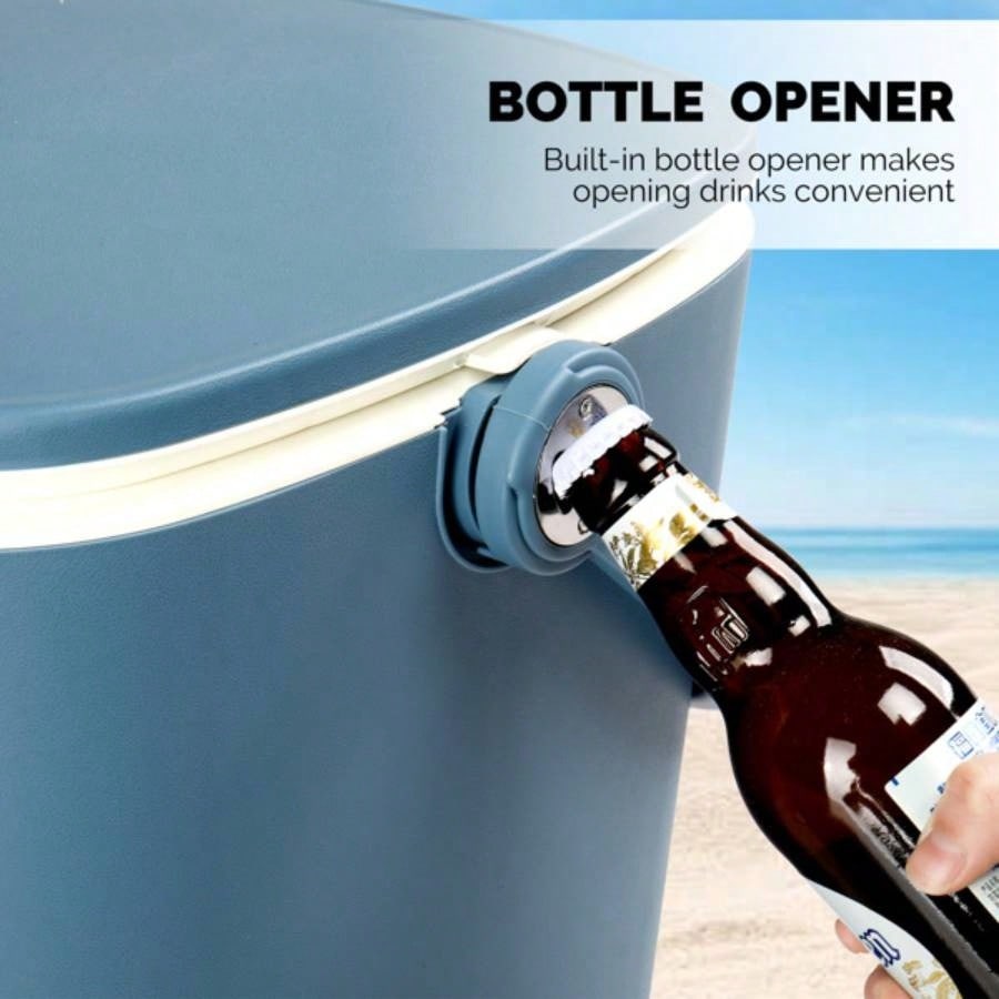 Outdoor Cooler Table, 4 Gallon Portable Cooler Side Table with Handle, Bottle Opener and Lift Top Lid, All - Weather Resistant Patio Cooler Cool Bar Camping, Picnic, Beach, Pool, Party
