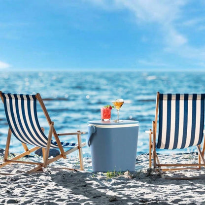 Outdoor Cooler Table, 4 Gallon Portable Cooler Side Table with Handle, Bottle Opener and Lift Top Lid, All - Weather Resistant Patio Cooler Cool Bar Camping, Picnic, Beach, Pool, Party