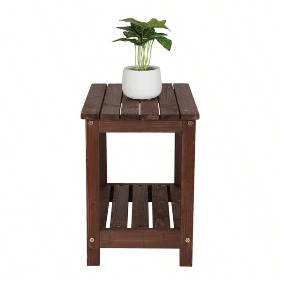 Rectangular Wood Side Table Light Brown