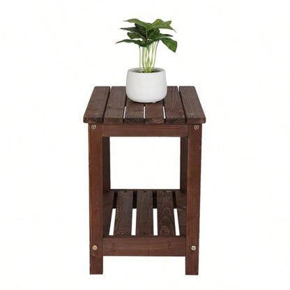 Rectangular Wood Side Table Light Brown