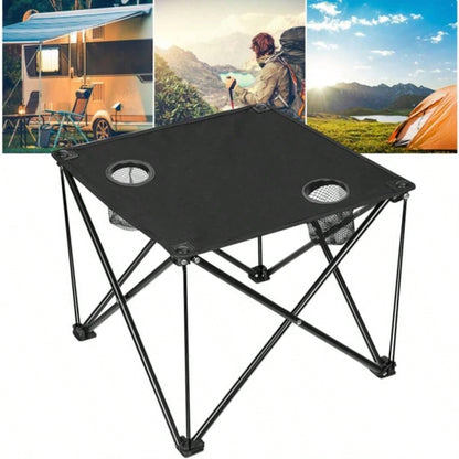 Compact Foldable Outdoor Side Table - No - Setup, - Resistant 600D Fabric, Steel X Holds 44 lbs, Includes Carry Bag Drink Holders, Camping, BBQ, Fishing, Backyard