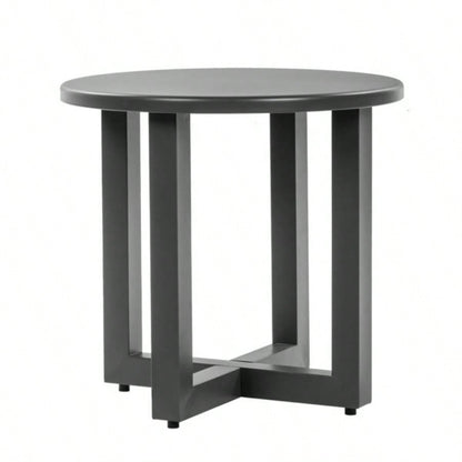 Outdoor Metal Round Table, Weather Resistant Patio End Table Side Table Coffee Bistro Table Indoor Outdoor,