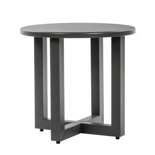 Outdoor Metal Round Table, Weather Resistant Patio End Table Side Table Coffee Bistro Table Indoor Outdoor,