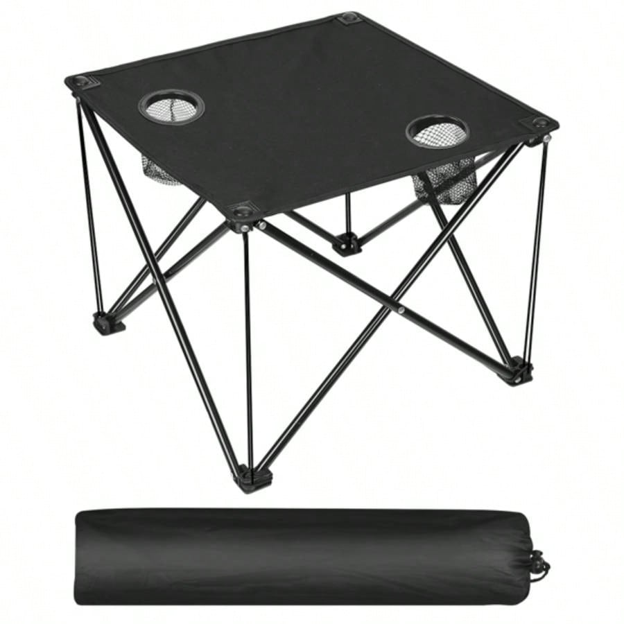 Compact Foldable Outdoor Side Table - No - Setup, - Resistant 600D Fabric, Steel X Holds 44 lbs, Includes Carry Bag Drink Holders, Camping, BBQ, Fishing, Backyard
