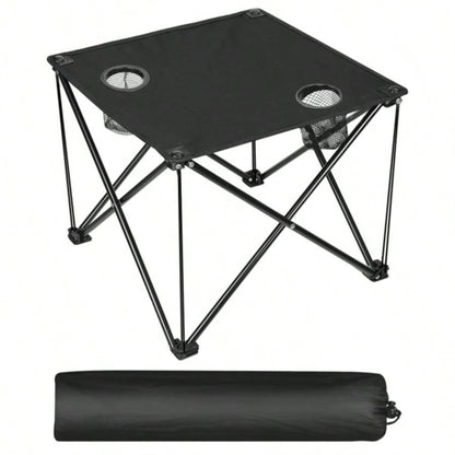 Compact Foldable Outdoor Side Table - No - Setup, - Resistant 600D Fabric, Steel X Holds 44 lbs, Includes Carry Bag Drink Holders, Camping, BBQ, Fishing, Backyard
