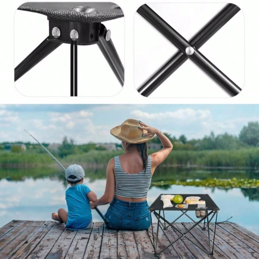 Compact Foldable Outdoor Side Table - No - Setup, - Resistant 600D Fabric, Steel X Holds 44 lbs, Includes Carry Bag Drink Holders, Camping, BBQ, Fishing, Backyard