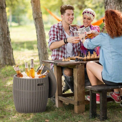 9.5 Gallon Cooler Side Table, Portable Chest with Built - in Handle, Multifunctional Cooler Outdoor Cocktail Side Table/Lid Drain Camping, Picnic, Beach, Pool, Party