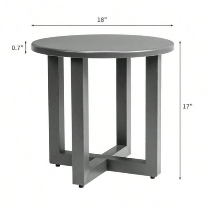 Outdoor Metal Round Table, Weather Resistant Patio End Table Side Table Coffee Bistro Table Indoor Outdoor,