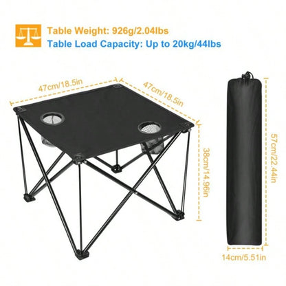 Compact Foldable Outdoor Side Table - No - Setup, - Resistant 600D Fabric, Steel X Holds 44 lbs, Includes Carry Bag Drink Holders, Camping, BBQ, Fishing, Backyard