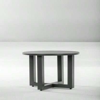 Outdoor Metal Round Table, Weather Resistant Patio End Table Side Table Coffee Bistro Table Indoor Outdoor,