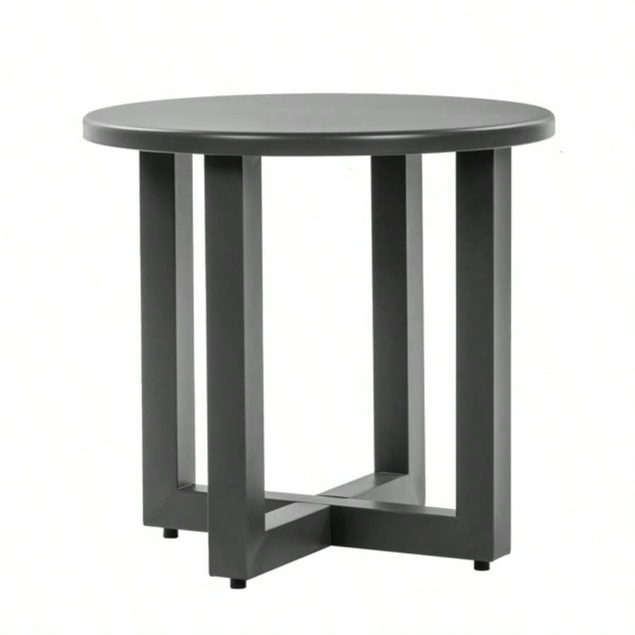 Outdoor Metal Round Table, Weather Resistant Patio End Table Side Table Coffee Bistro Table Indoor Outdoor,