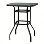 Wrought Iron Glass High Bar Table Patio Bar Table Black