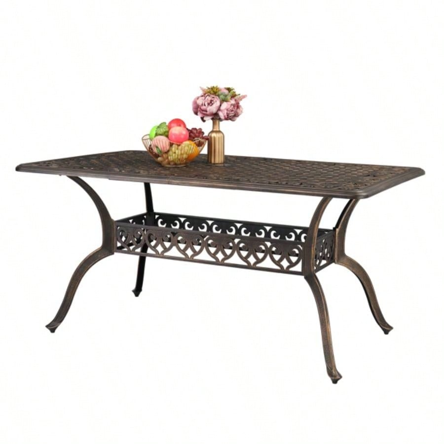 59in Desktop Garden Cast Aluminum Table Bronze WITHOUT CHAIRS