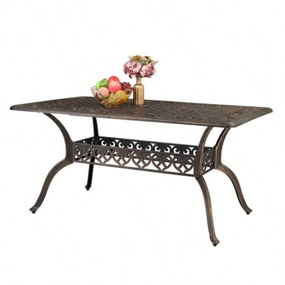 59in Desktop Garden Cast Aluminum Table Bronze WITHOUT CHAIRS