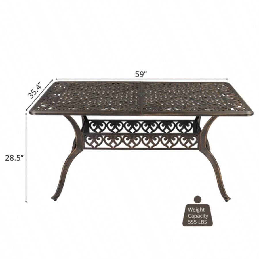 59in Desktop Garden Cast Aluminum Table Bronze WITHOUT CHAIRS