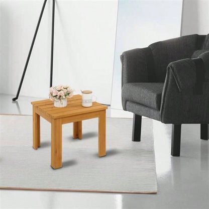 Wooden Square Side End Table Patio Coffee Bistro Table Indoor Outdoor Natural