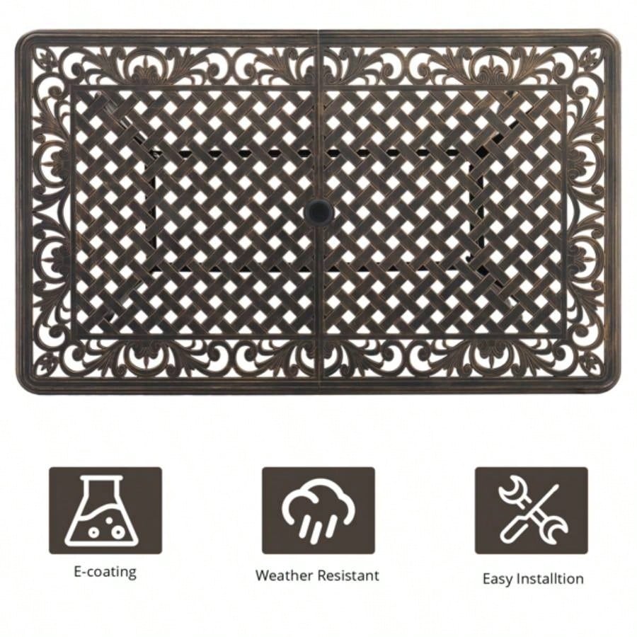 59in Desktop Garden Cast Aluminum Table Bronze WITHOUT CHAIRS