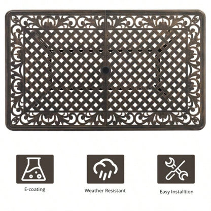 59in Desktop Garden Cast Aluminum Table Bronze WITHOUT CHAIRS