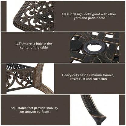 59in Desktop Garden Cast Aluminum Table Bronze WITHOUT CHAIRS