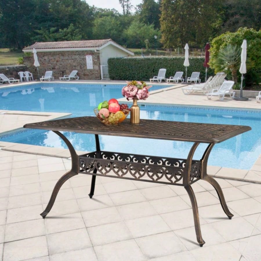 59in Desktop Garden Cast Aluminum Table Bronze WITHOUT CHAIRS