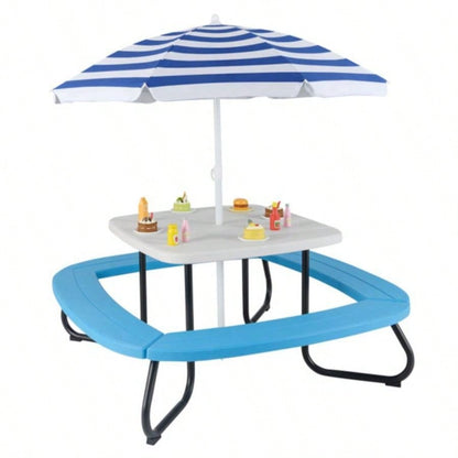 Kids Picnic Table Outdoor Activity Table With - White
