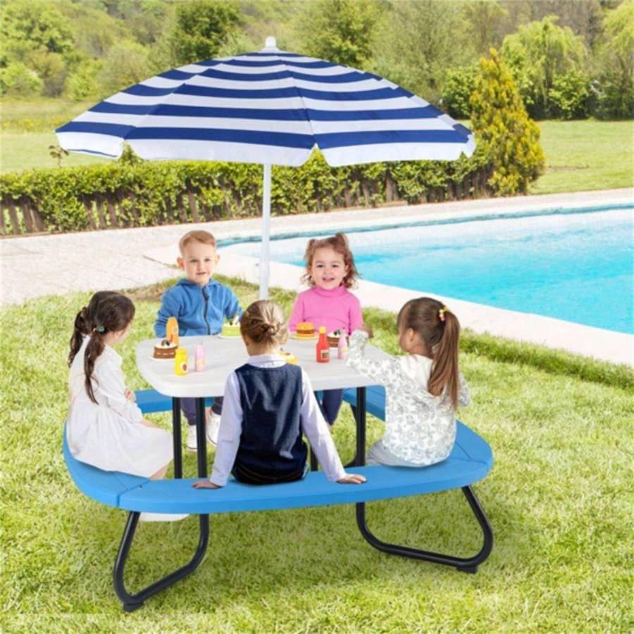 Kids Picnic Table Outdoor Activity Table With - White